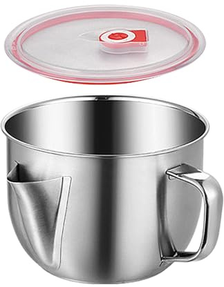 Sghtil Soßentrenner | Edelstahl Soße Fetttrenner mit Deckel | Haushalt Fettbehälter für Küche, Fettsieb für geklärte Butter, Nudelschale