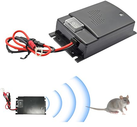 Madlife Garage Marderschreck Auto mit 12V Batterieanschluss Marderschreck Dachboden Marder Ultraschall Marderabwehr Auto Marderabwehrgerät für Motorräume