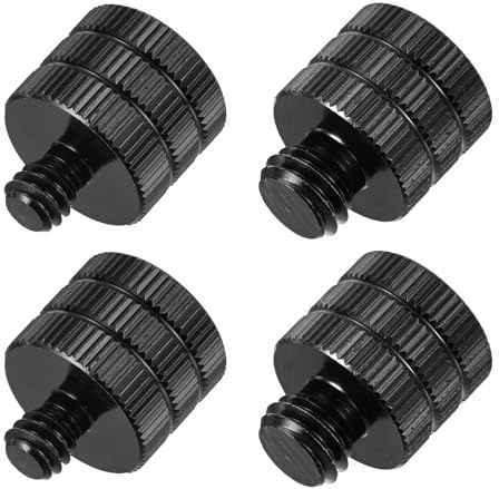 sourcing map Mikrofonständer-Adapter-Set, 1/4-Zoll-Stecker auf 3/8-Zoll-Buchse, 3/8-Zoll-Stecker auf 1/4-Zoll-Buchse, Aluminiumlegierung, Mikrofonschraubenadapter für Mikrofonstativ, schwarz, 4 Stück