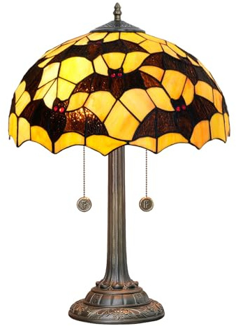 NUODITOS Tiffany Tischlampe Schwarz Fledermaus Design Glasmalerei Lampe 16 Zoll handgefertigt große Schreibtischlampe antik neben Leselampe für Zuhause Wohnzimmer Schlafzimmer Büro