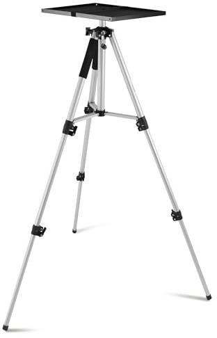 Pyle Portable Video Projector Tripod Stand, 22’’-55’’ Adjustable Height Projector Mount with 360° Rotating Tray, Anti-Slip Rubber Feet, and Durable Metal Design for Home, Office, or Classroom Use