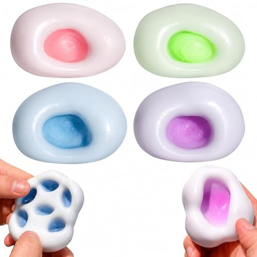 4 pièces Boule de Stress À Billes sous Vide Sand Glutinous Balle Anti Stress Boules De Sable Gluantes Anti-Stress Balle Anti-Stress Jouet Sensoriel pour Enfants et Adultes