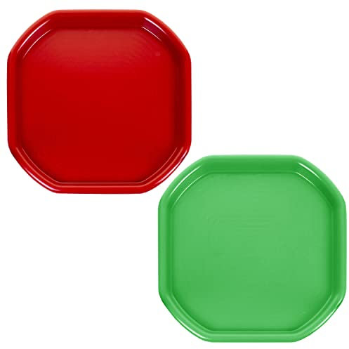 Eason Bros - 2x Small Colour Plastic Mixing Tray Sand Water Play Builder Equipment Sand Pool Pit Beach Tuff Tray for Messy Play Tray, Concrete and Mortar Mixing Tray - 70x70cm (Red & Lime Green)