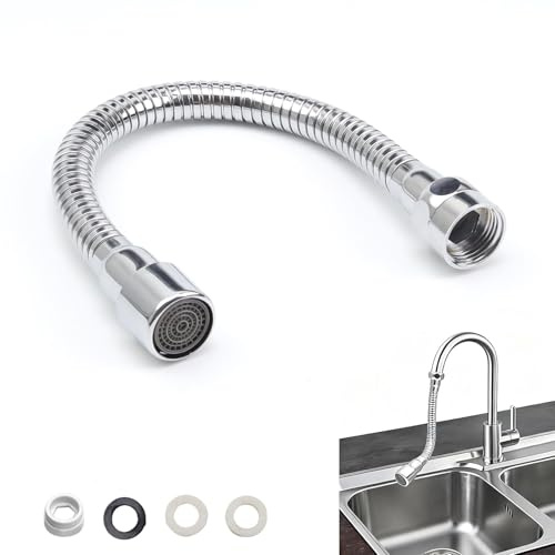 DIYCUT 30 cm Extensor Grifo Cocina de Acero Inoxidable, Adaptador Grifo Cocina, Ajustable 360°, Atomizador Grifos, con Adaptadores y Conectores de Rosca Macho y Hembra, para Baño, Hotel, Cocina
