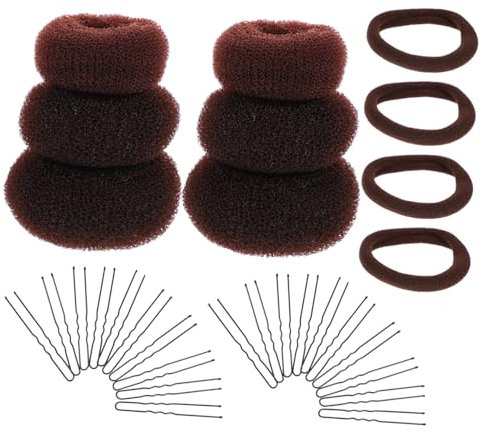 MUCKLILY Hair Donut Bun Makers and U-shaped Hairpins 30pcs Set High Elastic Hair Ties for Women and Bun Design Kits