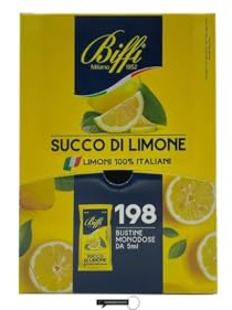 Biffi Succo di Limone, 198 Bustine Monodose da 5 ml, Limoni 100% Italiani, + portachiavi italy shop service