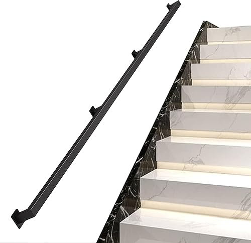 Kit per ringhiera per scale in ferro battuto nero, 90 cm, per interni ed esterni, barra di supporto per scale, corrimano di sicurezza durevole ed elegante per casa e giardino
