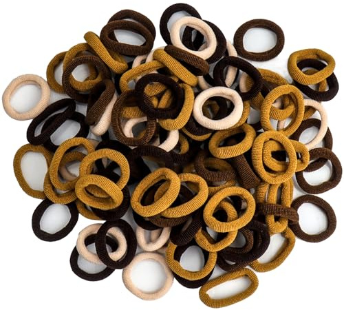 Roellgs 200 st babyhårband, 8 färger flicka hårbollar godisfärg, hårband för kvinnor, mjuka sömlösa elastiska hårnoppor för baby flickor spädbarn småbarn (blandbrun)
