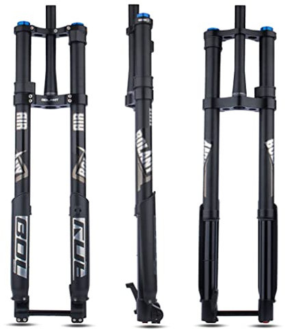 YZSMD MTB Downhill Fork 26 27.5 29 Inch Mountain Bike Air Suspension Fork Straight/Tapered Double Shoulder Inverted Fork Travel 160mm Adjustable Rebound Manual Lockout (Color : Black Tap