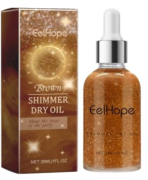 Eelhope 30ml Schimmer trockenes Öl, feuchtigkeitsspenstiges Körperglühenöl für Partys Tanzveranstaltungen Festival (Braun)