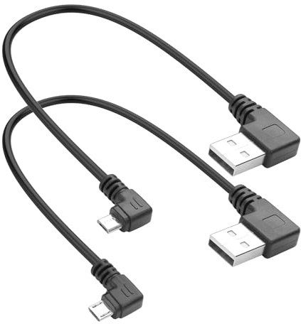 YACSEJAO 9 Zoll Micro USB Kabel, kurzes USB A zu Micro USB Ladekabel mit Linker und rechter Winkel Stecker für Datenübertragung,für Smartphones, Dashcams und Kameras (USB Linker Winkel)