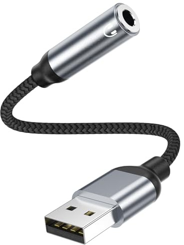 YLLZI Adaptador de Audio USB a Jack 3,5mm, Tarjeta de Sonido Externa USBA a Audio 3,5mm Cable para Auriculares y Micrófono, PC Portátil, Laptop, PS5, PS4, Linux, Sonido Estéreo Convertidor Auxiliar