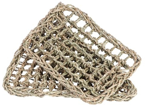 SHINEOFI 2 pièces Hamac pour Reptiles et Animaux Herbe Tissée Coussin Suspendu pour Lézards Chats et Chiens Tapis pour Environnement Actif et Confortable Marron