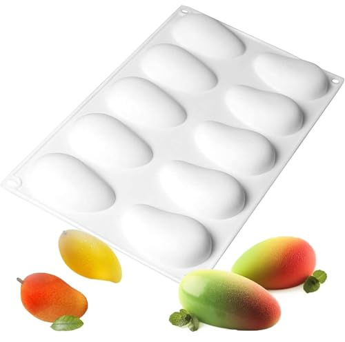 10 hål mango silikonform, silikonform dessert silikon kakform, non-stick bakform, silikonform dessert för bakning fondant form frukt form socker godis gelé bakformar praliner gör-det-själv form