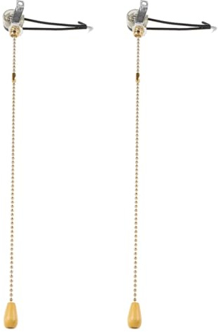PLAFOPE 2 Pièces Interrupteur à Tirette Pour Ventilateur De Plafond Et Luminaire, Accessoires Luminaires Certifiés, Chaîne Solide, Installation Facile, Compatible Pour Usage Domestique Et