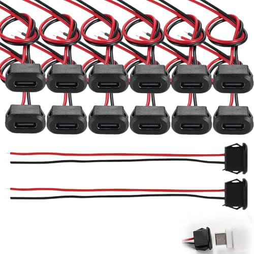 12 Connecteurs Type-C Femelle 2 Fils 3A USB-C Charge Rapide Electronique | Intensite stable continue, branchement facile pratique, compatibilite large appareils, isolation protectrice sure, circuit