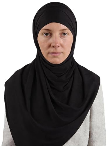 JOLYEAK Hijab Scarf Non-see-through Jersey Maxi Hijab Soft Head Scarf Wrap for Women (Black)