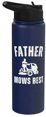 Father Mows Best Funny Lawn Mowing Dad Riding Lawnmower Joke Stainless Steel Insulated Water Bottle