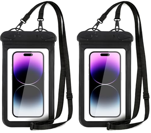 HoxzoDa Lot de 2 Pochettes Étanches pour Smartphone 7,5 Pouces, IPX8 Imperméable, Pochette sous-Marine avec Lanière Réglable, Écran Tactile Compatible, Natation, Plongée, Accessoire de Plage