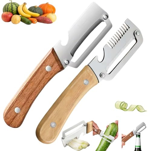 Kerlwert SchäLer,3 In 1 Kerlwert ProfischäLer,Multifunktionaler GemüSeschneider,Breite Klinge MüHeloses SchäLen Von Kartoffeln, äPfeln, Karotten, öFfnen Von Weinflaschen (2PC-A)