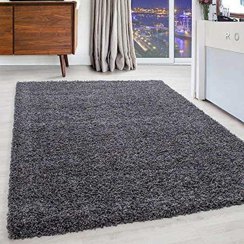 Carpettex Hochflor Teppich Wohnzimmer Shaggy Flokati Teppich Modern Einfarbig 200 x 290 cm Grau - Teppich Schlafzimmer Weich Flauschig Waschbar Teppich Küche Esszimmer - Langflor Teppiche