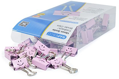 Rapesco 1425 19mm Lächeln Foldback Klammern, Rosa, 80 Stück