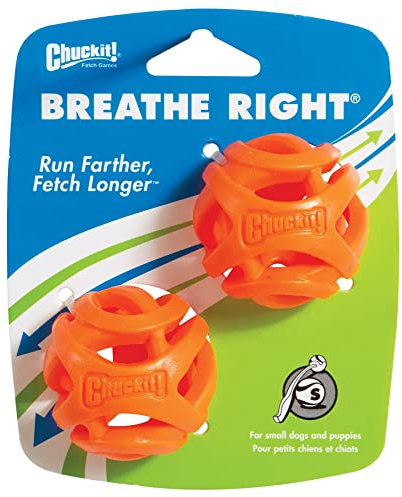 Chuckit! Breathe Right Fetch Ball | 1 x 2 Stück | Hochleistungsball für Hunde | zur Unterstützung der Erleichterung der Atmung beim Laufen und Apportieren
