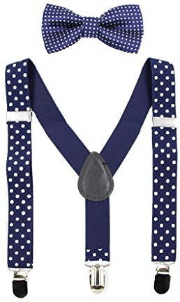 HANERDUN Set Bretelle Bambino e Papillon Elastici e Regolabili per Bambini da 1 a 10 Anni