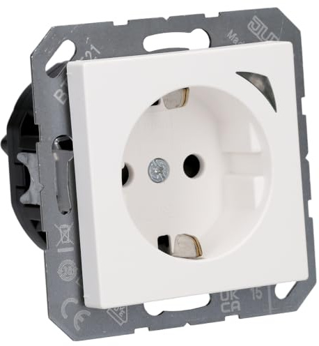 JUNG BTA1521SEWWM JUNG HOME Steckdose Safety Schneeweiß Matt Serie A | Sprach- und Appsteuerung Kompatibel mit Alexa über Bluetooth