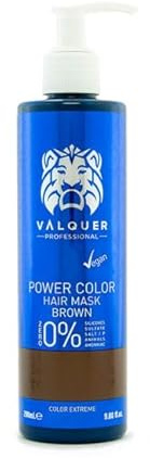 VALQUER Power Color Marrón Mascarilla Capilar | Potenciador de Color para Cabello Teñido o Natural | Coloración Temporal con Ingredientes Naturales Sin Sulfatos | Vegano | 275 ml
