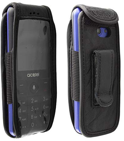caseroxx Ledertasche mit Gürtelclip für Alcatel 3088 / 3088X in schwarz – robuste Handy-Tasche mit Sichtfenster & Gürtelclip aus Echtleder, ideal für Beruf, Freizeit, Outdoor & sicheren Transport
