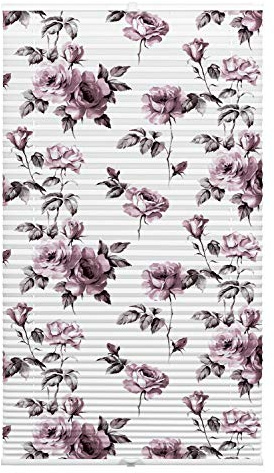 Wohnidee Plissee Rose zur Montage in den Glasfalz, Blickdichtes Faltrollo, Inklusive 4 Montage-Träger und 2 Bediengriffen, Weiß/Rosa, 50 x 130 cm (BxH)