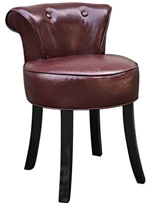 Vanity Hocker Gepolsterter, weicher Vanity Hocker mit niedriger Rückenlehne und massiven Holzbeinen Moderner Lounge-Stuhl mit runder Kante für Mädchenzimmer, Make-up-Schminktisch und Schönheitssalon