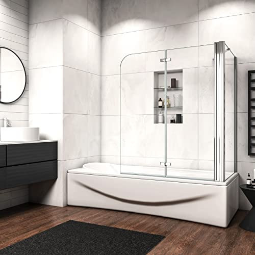 Sopravasca Angolare 110x70 cm Alta 140cm Vetro Temperato Trasparente Anticalcare 6 mm Parete Fissa Barra Stabilizzatrice