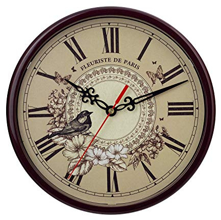 Quarzwanduhr Nostalgie, lautlos, mit Motivzifferblatt, Gehäusedurchmesser 24 cm, braun
