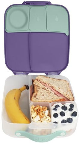 b.box Lunchbox | Large Bento Box with 4 Compartments (2 Leakproof), Removable Divider, Gel Cold Pack | Ideal for School | from 3+ | 2L Capacity