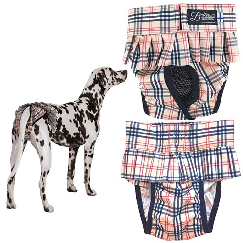 FINNERO Ballerina Läufigkeitshose für Hündinnen – Hundewindel mit Rock für Hündinnen – Schutzhose bei Läufigkeit und Harninkontinenz – Bequem, waschbar und stylisch – XXS, Beige