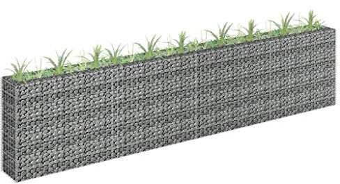 Atlojoys Gabionen-Hochbeet, Pflanzkübel, Hochbeete, Hichbeet, Pflanztrog, Kräuterbeet, Tomatendach Für Garten, Hochteich, Pflanzkübel, Verzinkter Stahl 360×30×90 cm