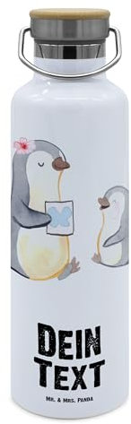 Mr. & Mrs. Panda Personalisierte Trinkflasche Logopädin Herz - Geschenke, Mit Gravur, Lustig, Selbst Gestalten, Ausbildung, Studium, Namen, Spruch, Flasche, Geschenk, Wasserflasche