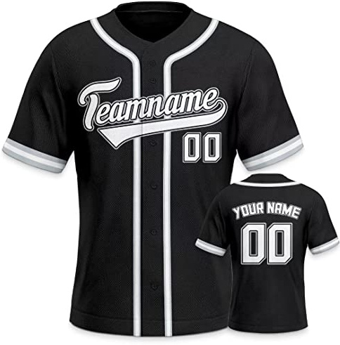 Personalisiertes Baseball Trikot 3D Stickerei/Druck Trikot Shirt mit Deinem Namen und Nummer Hip-Hop-Sportuniform für Herren Damen Kinder Fantrikot