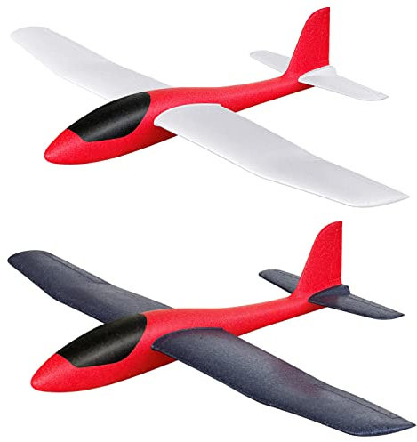 HAWK'S WORK 2 Stück Schaumgleiter, 86cm Super Großes Flugzeug Spielzeug Hand Wurf Flugzeug, Spielen im Freien & STEM & RC-Umbau für Kinder & Jedes Alter