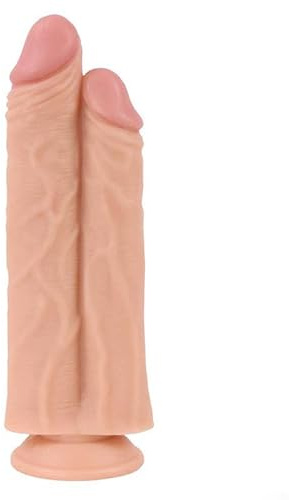 Doppio dildo realistico – XXL dildo 2 peni ghiande vene potente ventosa sex toy giocattolo anale vaginale per donne