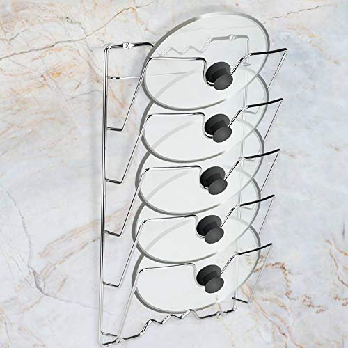 Qcwwy Pfannendeckel-Rack-Halter, Schrank-Rack-Deckel, Ebay, Hängender 5-stufiger Topf-Rack, Schrank, mit Halterung, Poster für Posterständer, Regal-Display-Halter,