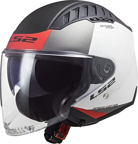 LS2, Jet-Motorradhelm Copter II Urbane Matt White Red, XL