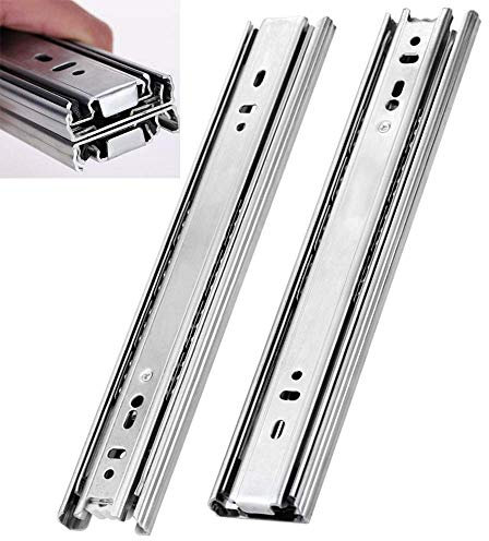 PhIree Hardware Soft Close Schubladenführungen Push To Open Schubladenführung Schubladenführung, Vollauszugsschiene, Kugellager, Seitliche Montage, Dreiteilige Verdickung/32In(800Mm)