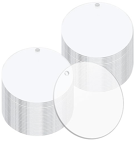 50 Stück Transparent Acrylplatte 10CM Rund Acryl Platte Klare Scheibe Acrylscheibe für DIY Schlüsselanhänger Basteln