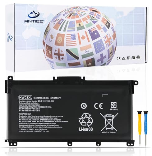 ANTIEE HW03XL Laptop Battery for HP Pavilion 15-EG 15-EH 17-CN 17-CP | 11.34V 41.04Wh 3620mAh 3-Cell, fits L97300-005 HSTNN-IB90, compatible 255 G8 470 G8 Series
