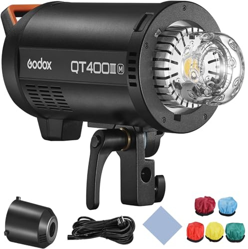 Godox QT400IIIM Luz de Flash de Estudio de Alta Velocidad de 400 W GN65 1 / 8000s Tiempo de Reciclaje rápido Sistemade 2.4G con luz de Modelado de 40W Montura Bowens para fotografía