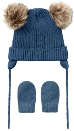 Name IT Unisex Baby Nbnmara Knit Set3 Strickmütze, Dark Denim, 34-39 EU