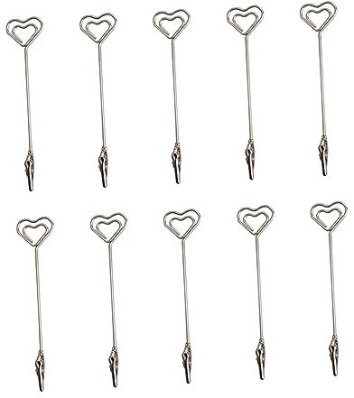 BESTonZON 10stücke Herzform Memohalter Aus Metall Mit Büroklammern Tischnummernhalter Für Hochzeitsbedarf Fotohalter Und Nachrichtenklemme Für Tischdekoration